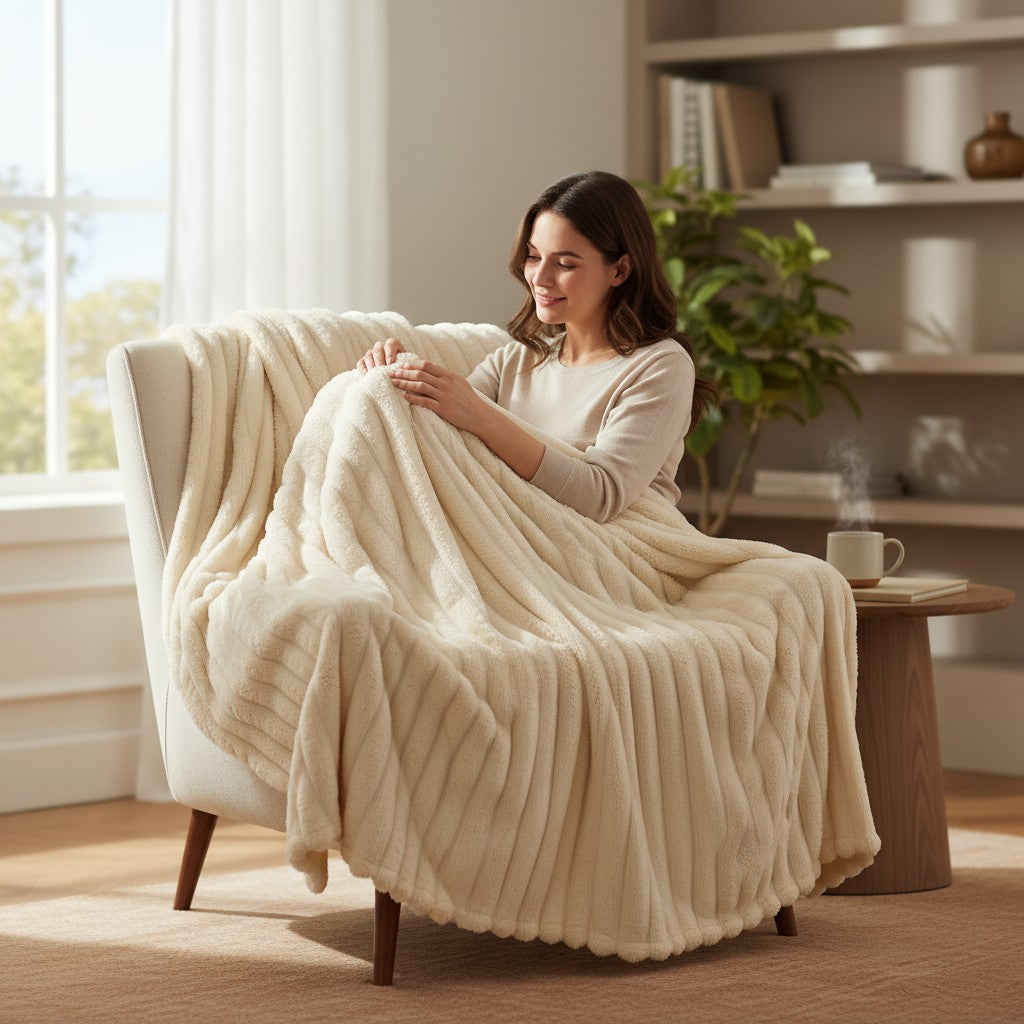 VelvetWarm™ Witte Comfort Throw "De ultieme knuffeldeken voor elk moment"